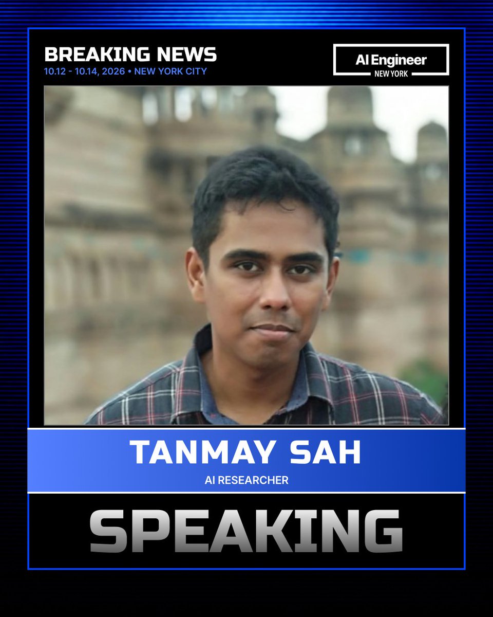 TanmayGradient's tweet photo. Looking forward to speaking at @aiDotEngineer New York, Oct 12–14. Come say hi — https://t.co/UrNEDD6H2b https://t.co/e4IPinHgyU