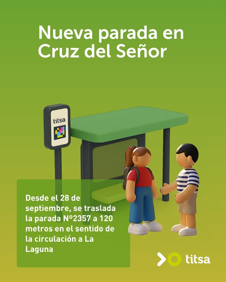 titsa's tweet photo. Se habilita nueva parada en Cruz del Señor. https://t.co/fEU6m5Y7kr https://t.co/ElkxCu5Q0W