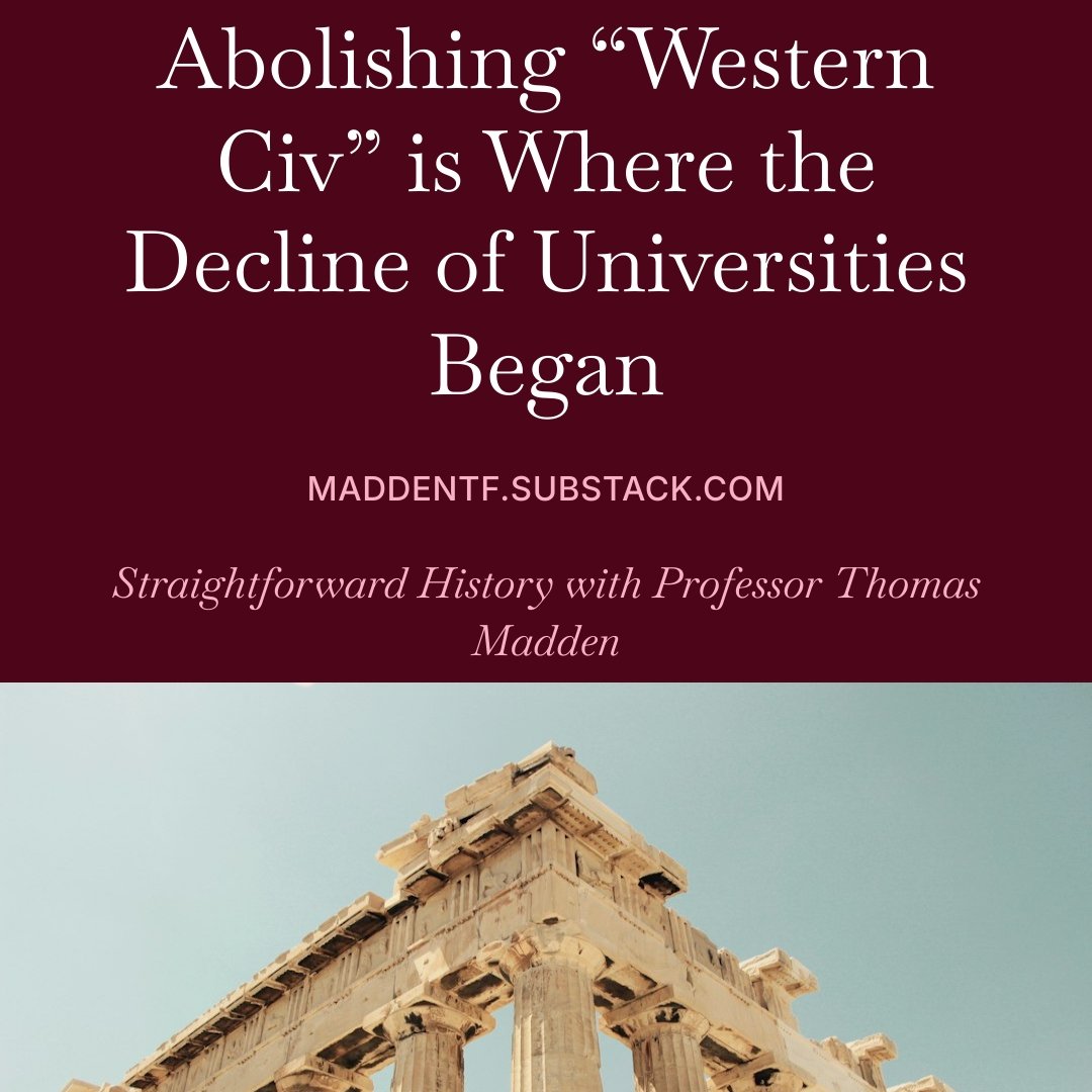 maddentf's tweet photo. At the large majority of universities today it is entirely possible, even encouraged, for a student to finish four years of education without ever taking a single history class.
https://t.co/gfJ3VgQXP9 https://t.co/fAebASCTwC