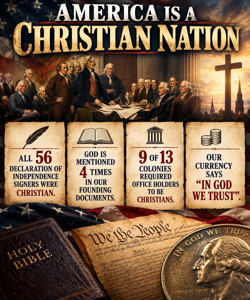 AlexDuncanTX's tweet photo. Do not be fooled, America was founded as a Christian nation and we will remain a Christian nation, so help us God. https://t.co/8kcGFeQk9a