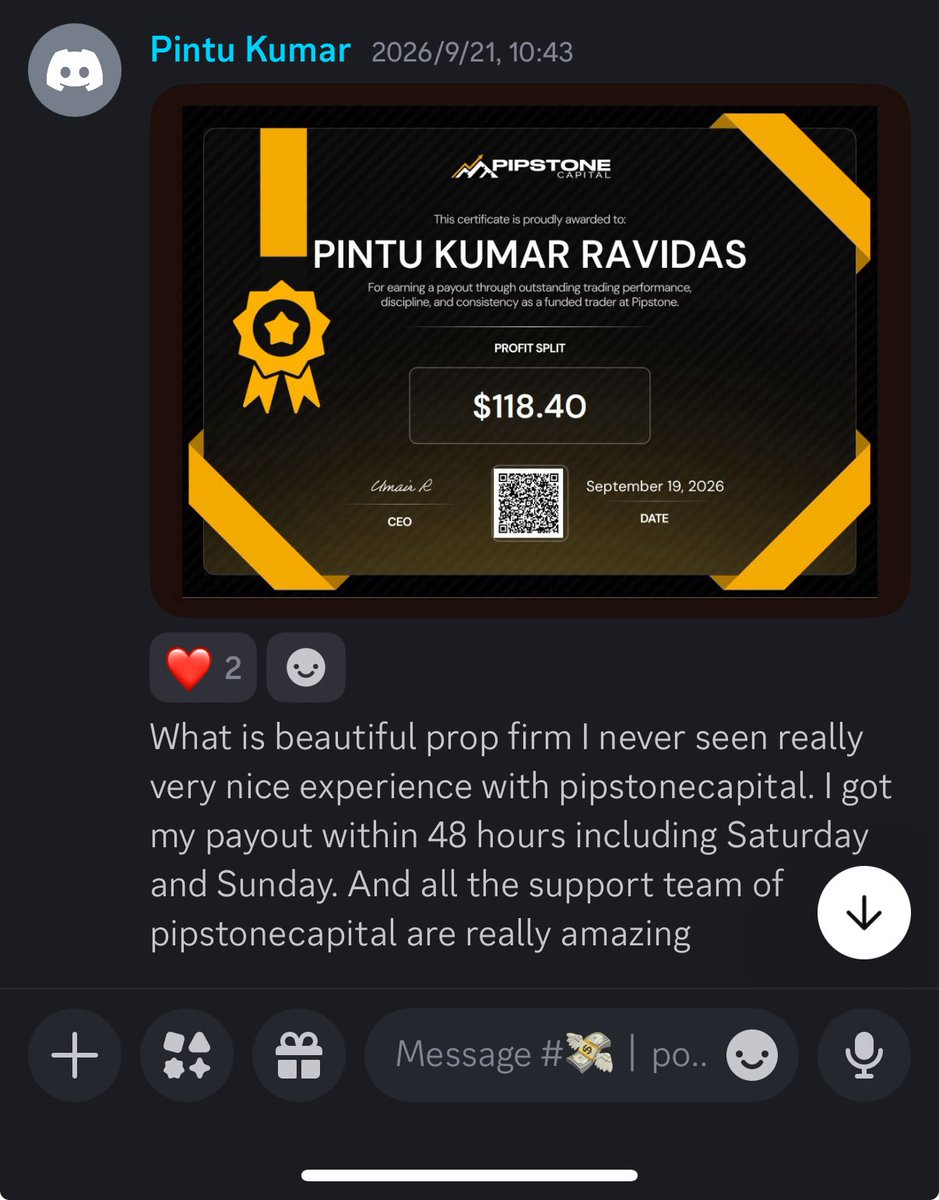 Pipstonecapital's tweet photo. Always great to see rewards making their way into the community.

Congratulations, traders! We’re happy to see you all reaching this milestone with Pipstone Capital.

More wins to come.

.
.
.
.

#news #payday #x https://t.co/9ubiu4fyCV