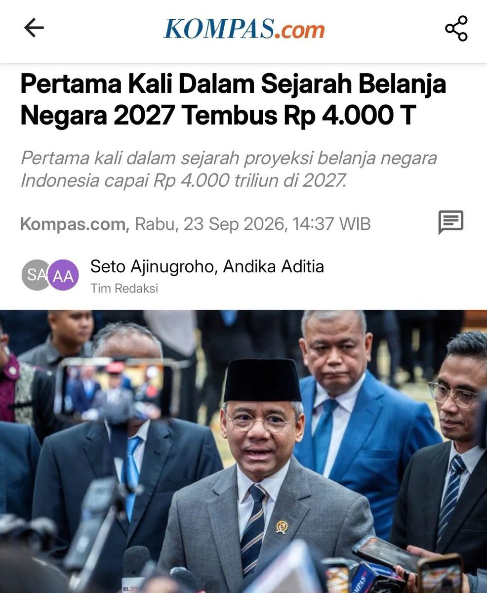 sibambaang's tweet photo. Pertama kali dalam sejarah belanja negara 4.000 T 😭

Coba lihat belanja 3 kementerian/lembaga terbesar ada apa saja https://t.co/zf2VyD3fgU
