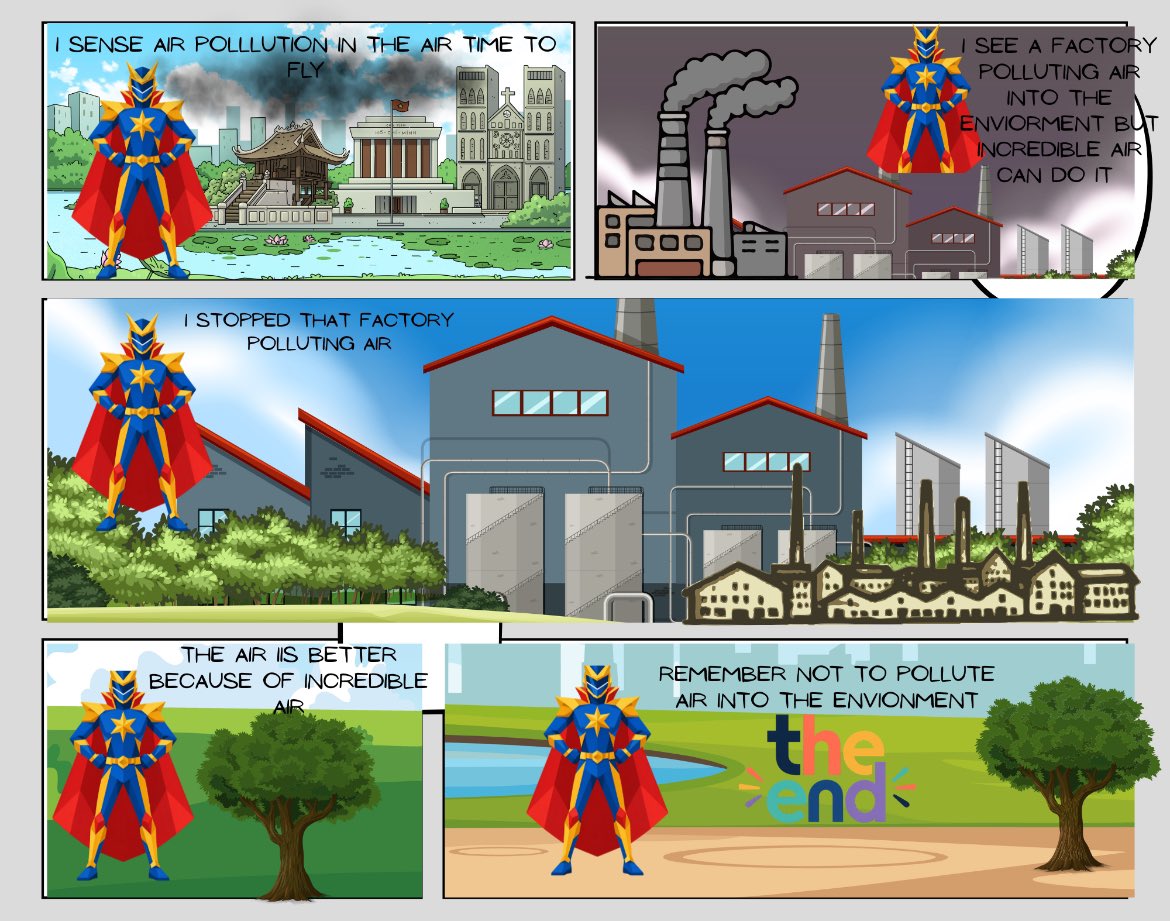 COMS_MediaChick's tweet photo. In honor of National Comic Book Day our 6th grade SS students  made comic strips about the environmental issues in Europe using Canva. It was impressive to see such creativity. @Lori_McGovern @shebriej @E3TechGirl https://t.co/1wBYBj6wIF