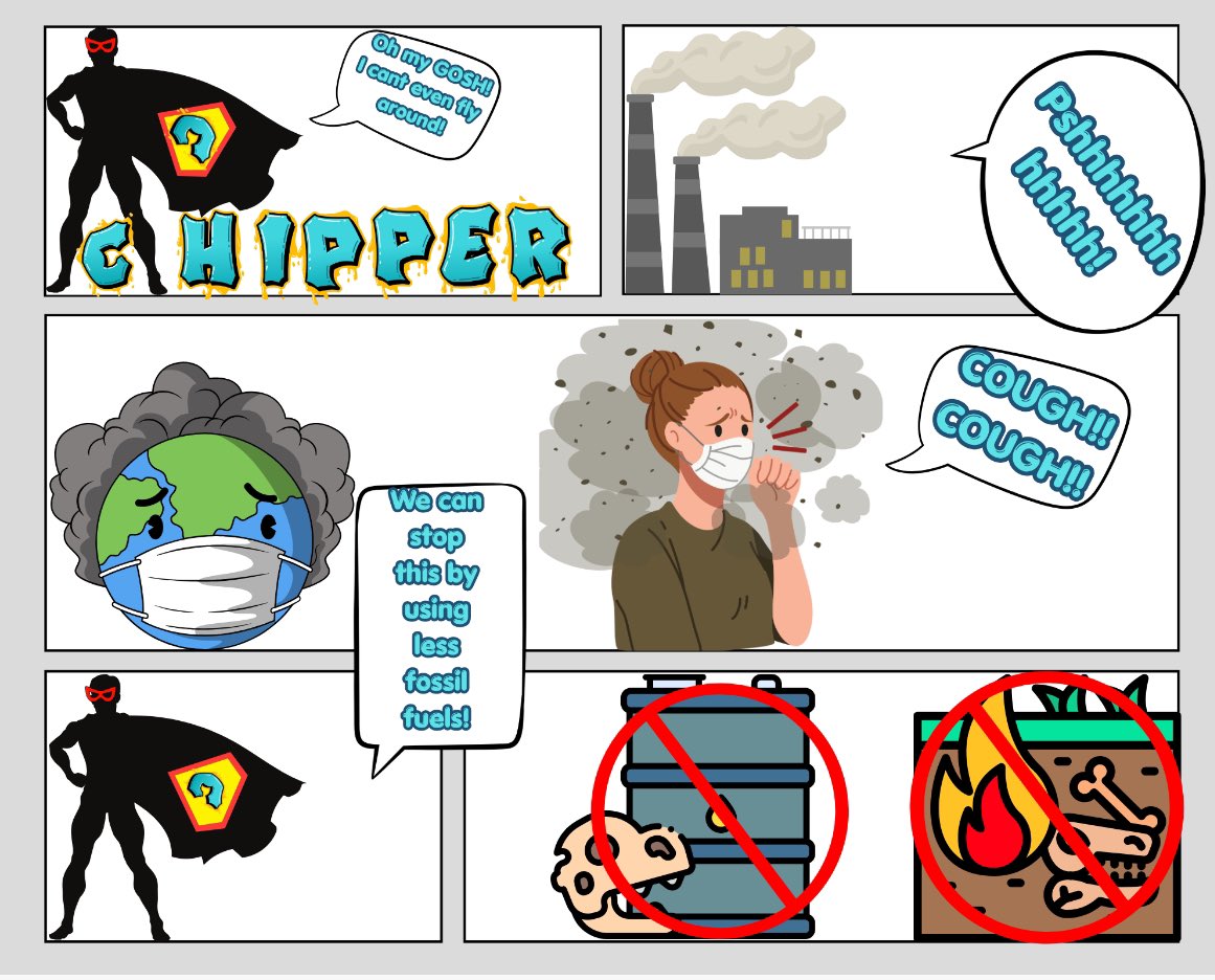 COMS_MediaChick's tweet photo. In honor of National Comic Book Day our 6th grade SS students  made comic strips about the environmental issues in Europe using Canva. It was impressive to see such creativity. @Lori_McGovern @shebriej @E3TechGirl https://t.co/1wBYBj6wIF