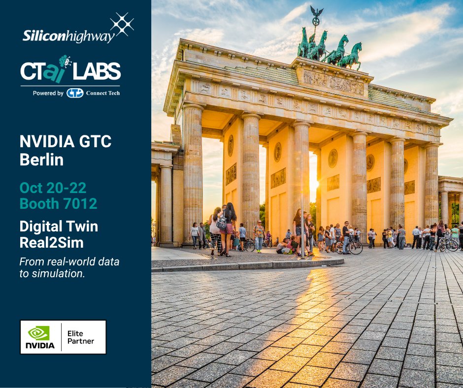 ConnectTechInc's tweet photo. From real-world data to simulation.

We’re joining Silicon Highway Ltd. at @NVIDIAGTC Berlin to showcase Digital Twin Real2Sim, connecting real-world perception with simulation for Physical ai.

Oct. 20–22 | Booth 7012

#NVIDIAGTC #GTCBerlin #PhysicalAI https://t.co/rmAXCVFatG