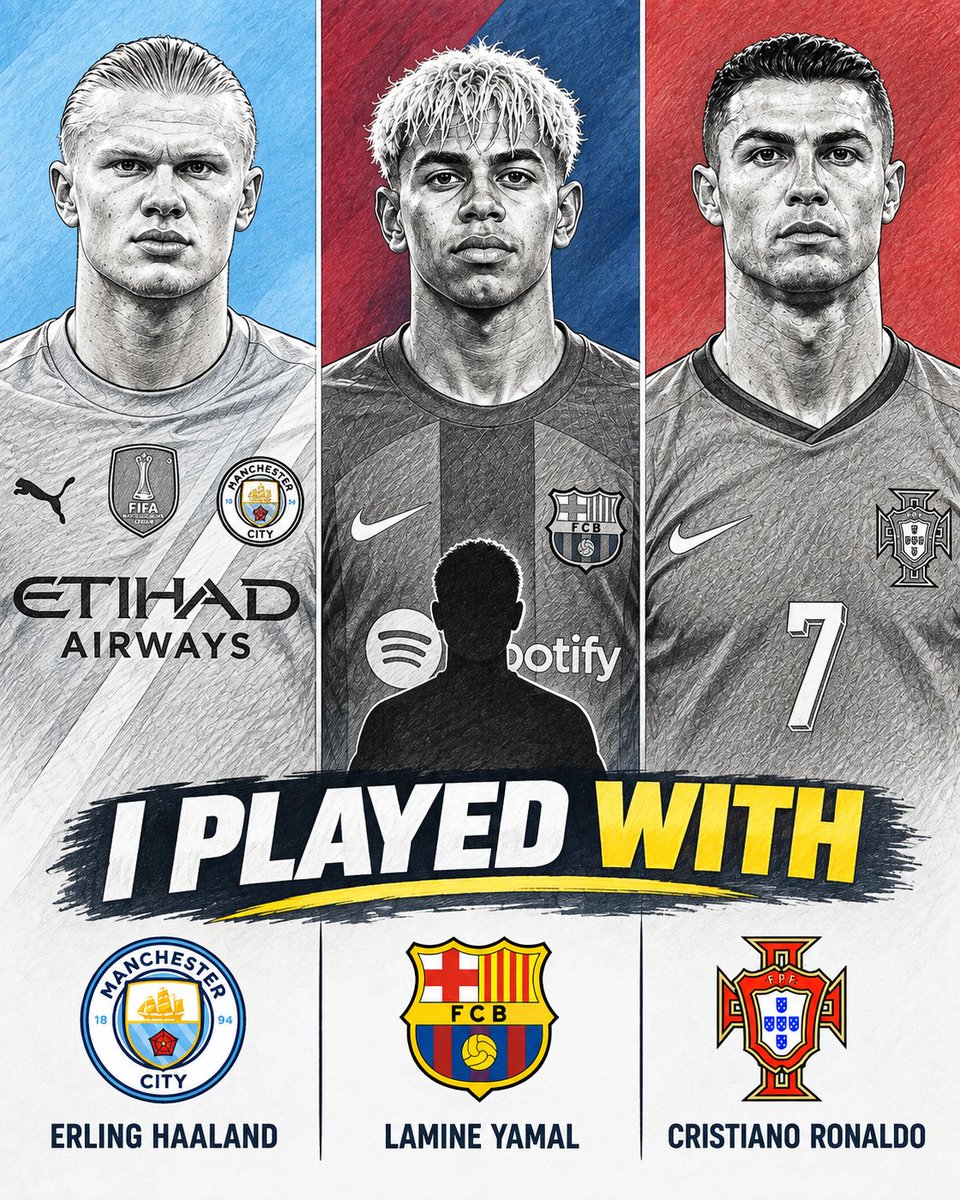 InfiniteBruno's tweet photo. Name the player who has played with Erling Haaland, Lamine Yamal and Cristiano Ronaldo...

LEVEL: VERY HARD. https://t.co/tDgI8pJPyq