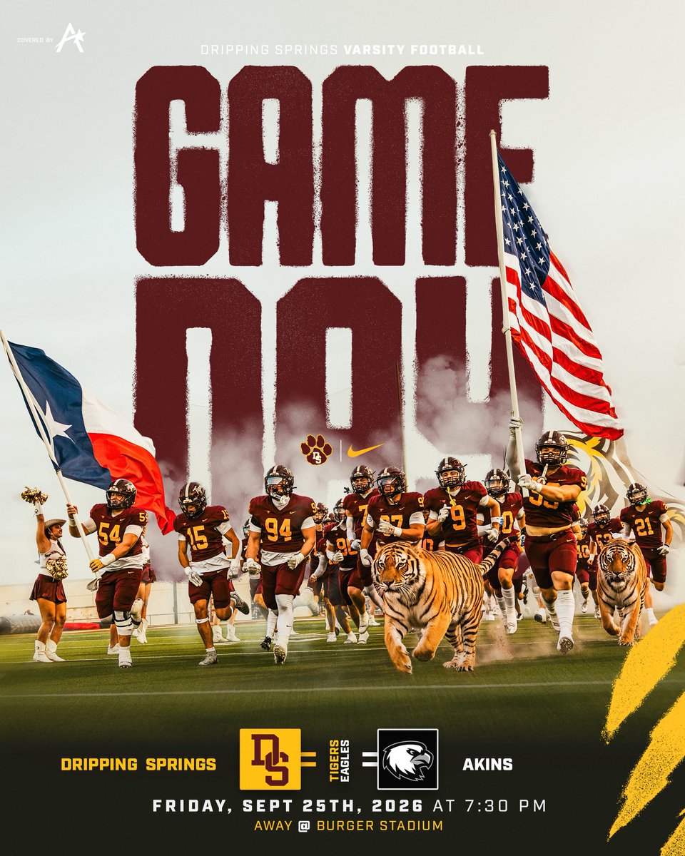 DripFB's tweet photo. See y’all tonight at Burger Stadium. Pre-game get together and meal at Doc’s Backyard off of Brodie. Thanks @PigskinsDs for hosting. 
#TPD #AMBUSH 🐅🏈
@DSISD @DrippingTigers https://t.co/lq5VPvziNi