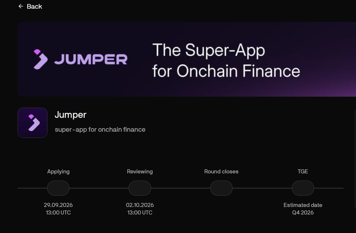 Gautamguptagg's tweet photo. @jumperapp  $JUMP Announces Token Sale on legion  : 7X–10X Potential ?

The jumper public sale is set for September 29 on @legiondotcc .

https://t.co/4bR84O0OOk

Here are the key numbers:
• FDV: $75M
• Amount raised: $3M
• Sale allocation: 4% of total supply
• Vesting: 50% at TGE + 50% over 4 months

The full tokenomics haven’t been announced yet, so I’m waiting for that.

Legion uses a merit-based allocation system, considering factors such as on-chain activity, social activity, platform engagement, and other criteria.