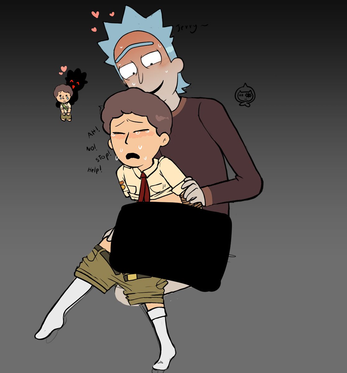Rowan_Lacroix's tweet photo. Aww, Prime is hugging Jerry, thanks Rick, for comforting him 🥹 
full: https://t.co/EGaDGOnBiu

#JerrySmith #RickPrime https://t.co/5XwavQuKWw