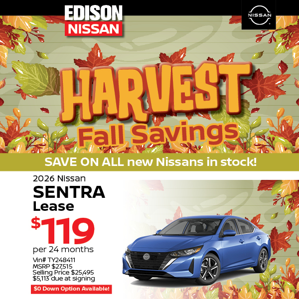 EdisonNissan's tweet photo. Harvest BIG Savings ALL SEASON LONG! 🌾🍂💰
🔗 https://t.co/AuVpSGyoQn
.
.
.
#EdisonNissan #Nissan #NewCar #Savings https://t.co/NaVxKdx9je
