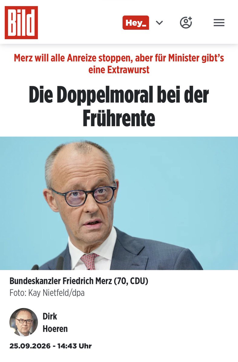 Bundeskanz50246's tweet photo. Für „normale“ Arbeitnehmer steigt das Rentenalter mit jedem Jahrgang weiter an, Aber Bundesminister können jetzt sogar schon mit 60 in Pension, Landesminister zum Teil sogar noch früher (in Hessen und Niedersachsen bspw mit 55)! Für sie gilt bisher zwar die normale Altersgrenze wie bei Beamten und Arbeitnehmern. Aber laut Ministergesetz können sie die Pension „auf Antrag vorzeitig ab Vollendung des 60. Lebensjahres in Anspruch“ nehmen.