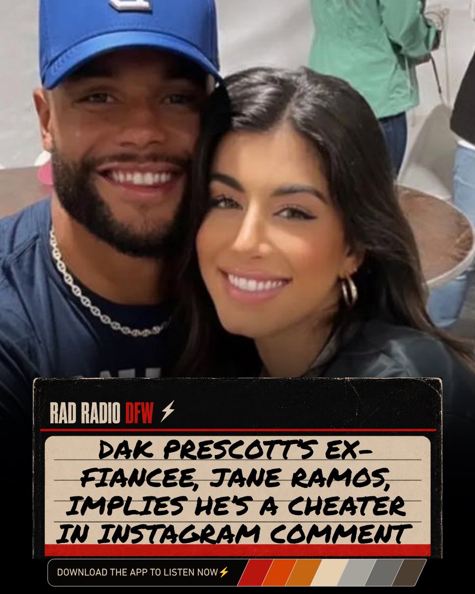RadRadioDFW's tweet photo. Ok, internet relationship experts, do your thing! Is Dak a cheater? 

Dak Prescott’s ex-fiancée Sarah Jane Ramos just cleared up pregnancy rumors while dropping an absolute bombshell. She claims she’s simply happier, eating again, and no longer “getting cheated on repeatedly.” 👀 https://t.co/oFO4xb8zR7