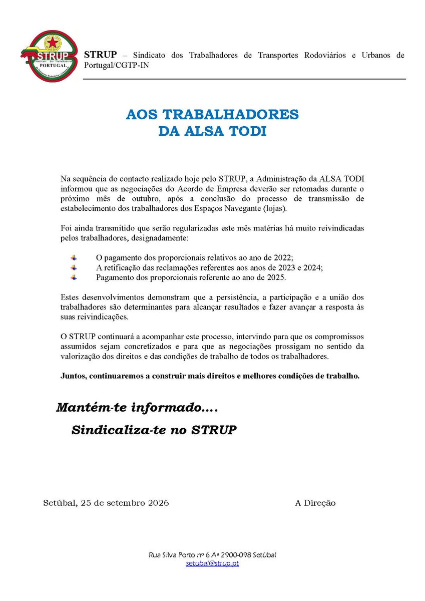 fectrans's tweet photo. ALSA TODI vai retomar negociações do Acordo de Empresa https://t.co/UAUvk3rjsJ https://t.co/5yEAwp7o4R