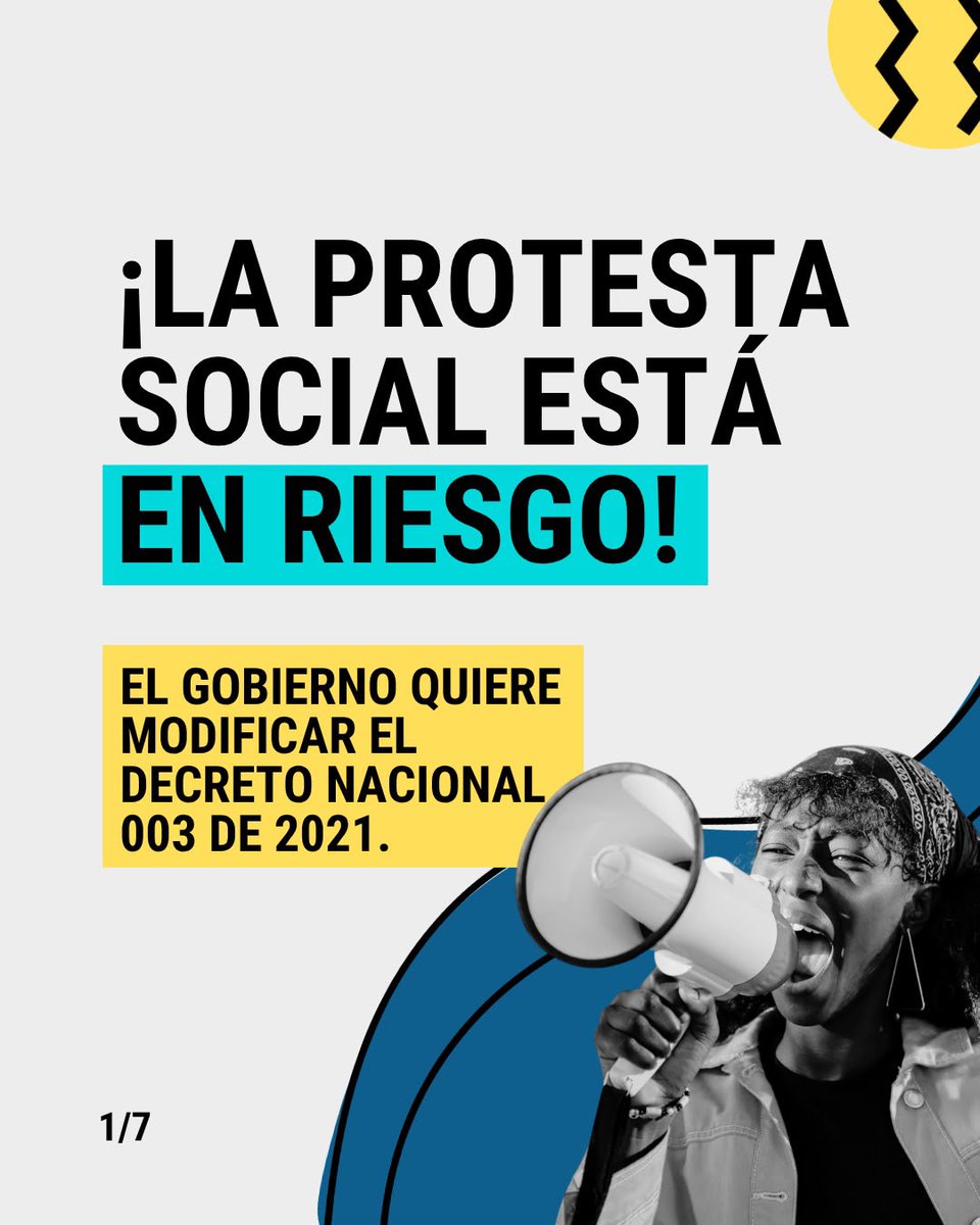 TembloresOng's tweet photo. 🚨 #Alerta: La Protesta Social está en riesgo. 

📢📢El Gobierno pretende modificar el Decreto 003 de 2021, que protege el derecho a la protesta.

Exigimos diálogo, transparencia y concertación con las organizaciones sociales y de DD. HH. https://t.co/G2CJk1XS5Q