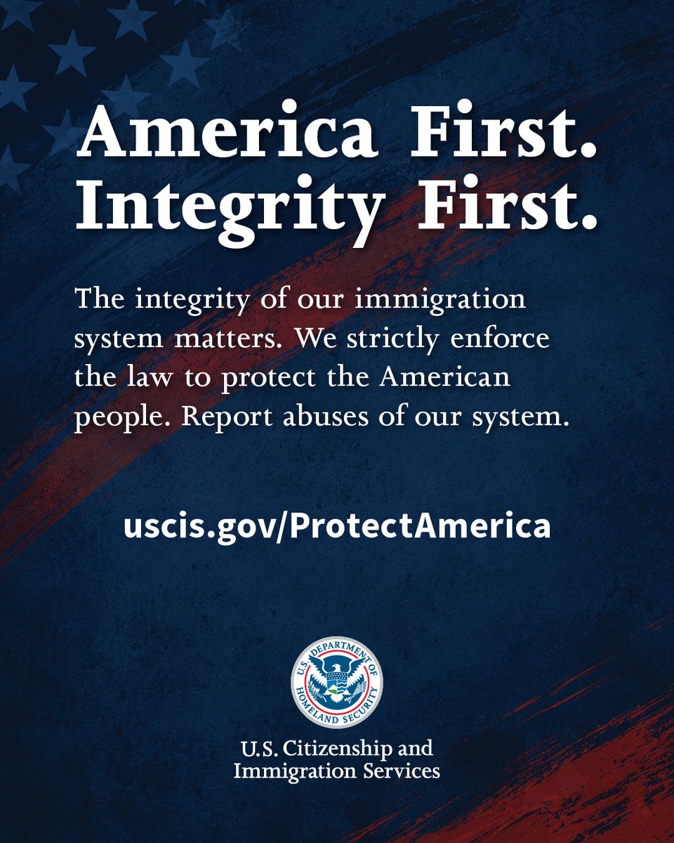 USCIS's tweet photo. #FraudFriday: Immigration fraud undermines America’s immigration system.
If you suspect fraud involving documents, identity, marriage, visas, asylum claims, employment, or false claims of U.S. citizenship, report it to USCIS.  
 
Submit a tip: https://t.co/M0GrPIvJ4M https://t.co/VUsDCT58cx