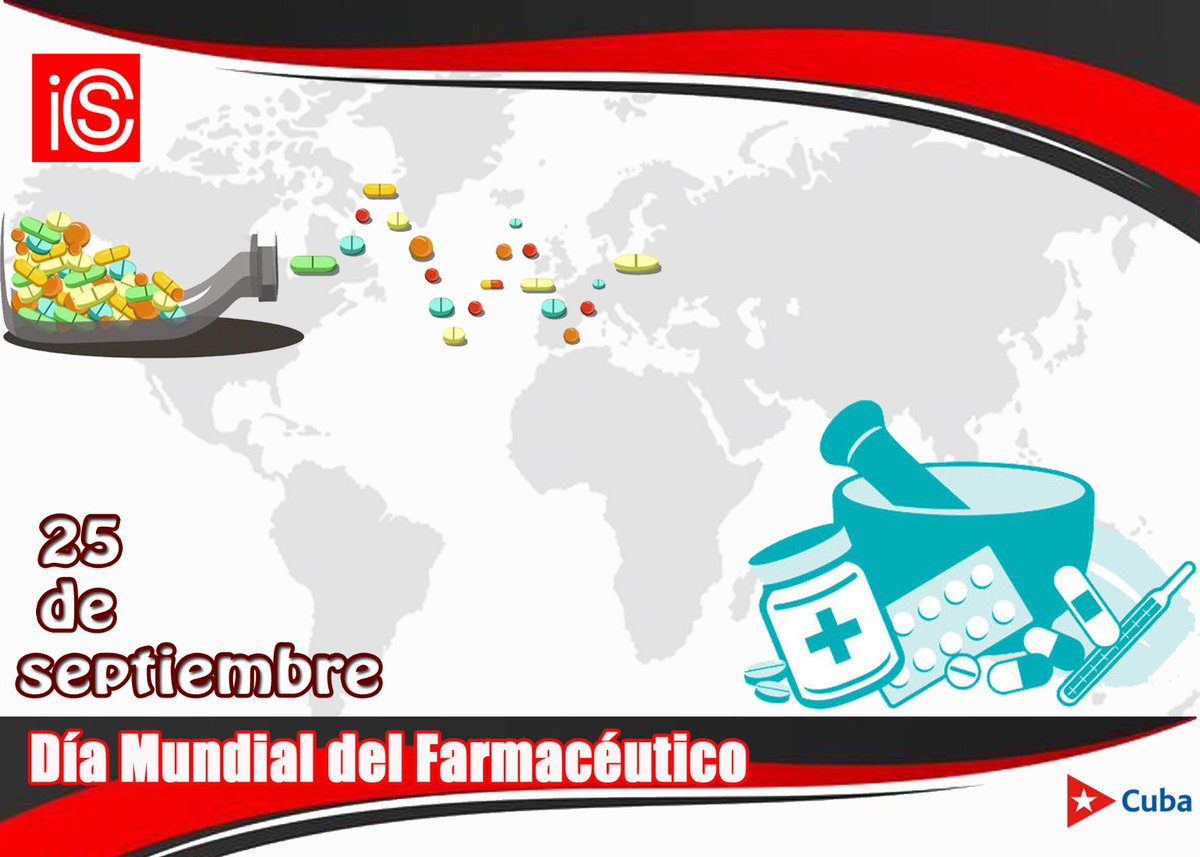 IcsCuba's tweet photo. 👏💐Nuestro reconocimiento para los farmacéuticos cubanos en este día, parte de las familias cubanas y del sistema de salud, ciencia e innovación del pais.

En tiempos complejos, su entrega, superación, compromiso y formación especializada es cada vez más relevante. 

#Cuba https://t.co/qWOnbIlJji