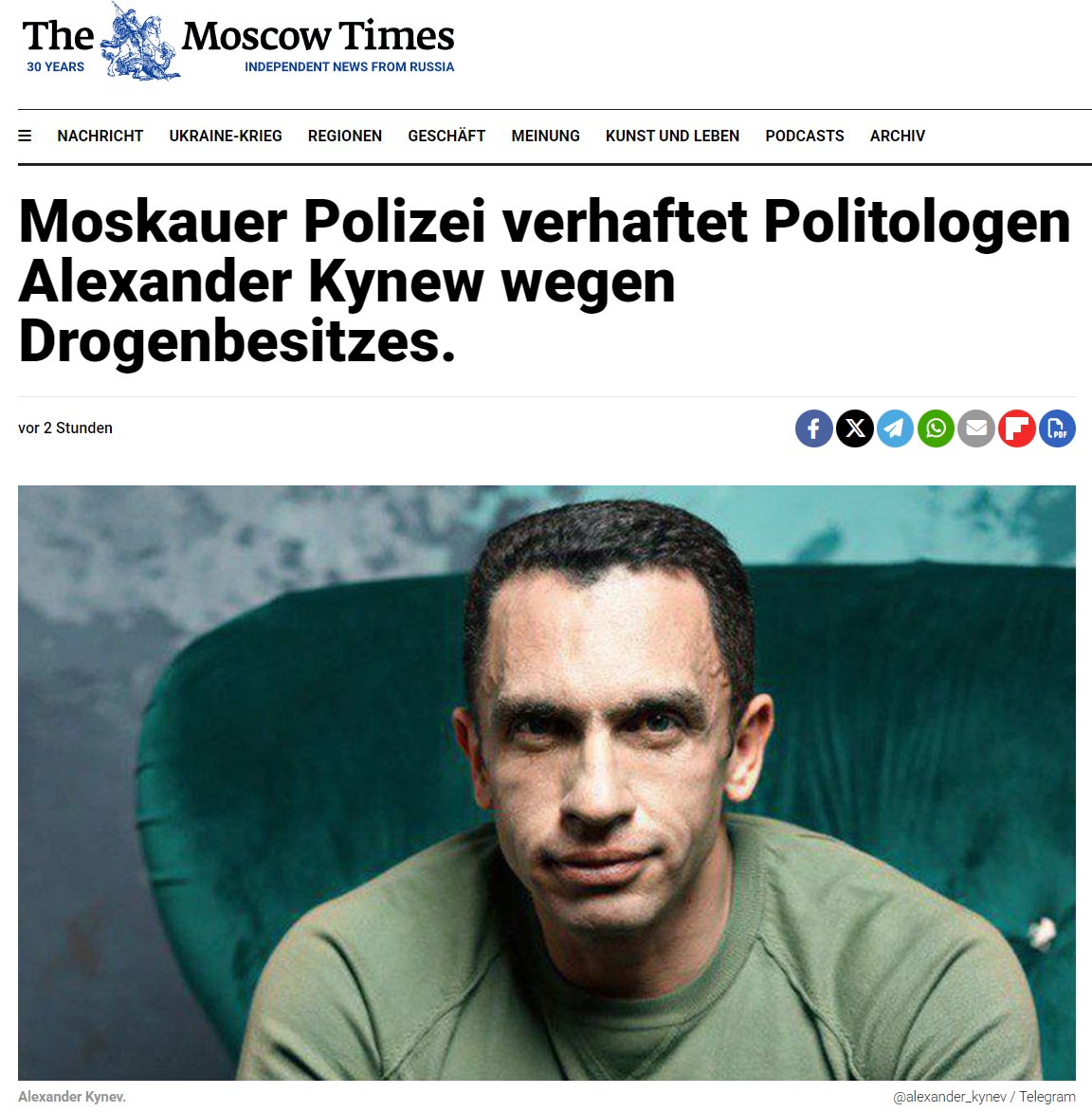 DortmundaBerlin's tweet photo. Der Politikberater und Wahlexperte Alexander Kynev wurde in Moskau wegen Drogenbesitzes verhaftet, wie das im Exil ansässige Nachrichtenportal Mediazona am Freitag berichtete, auf das sich wiederum die aus den Niederlanden gestützte Moscow Times beruft, die in Russland als "Ausländischer Agent" geführt wird.

Kynev hatte in der Vergangenheit die russische Staatsführung wiederholt und sehr mutig kritisiert. Nun hat die russische Staatswalze zurückgeschlagen.