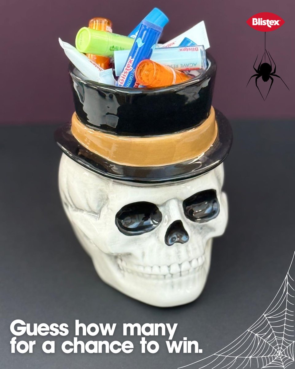 VanceAndeson's tweet photo. Last chance to enter! Guess how many Blistex lip balms are in our spooky jar. Six closest guesses win our new Rescue range. Like and follow @BlistexUK, comment your guess, and tag a friend. UK and Ireland only. Ends 26 October 2025. https://t.co/WVyVBVXDn5