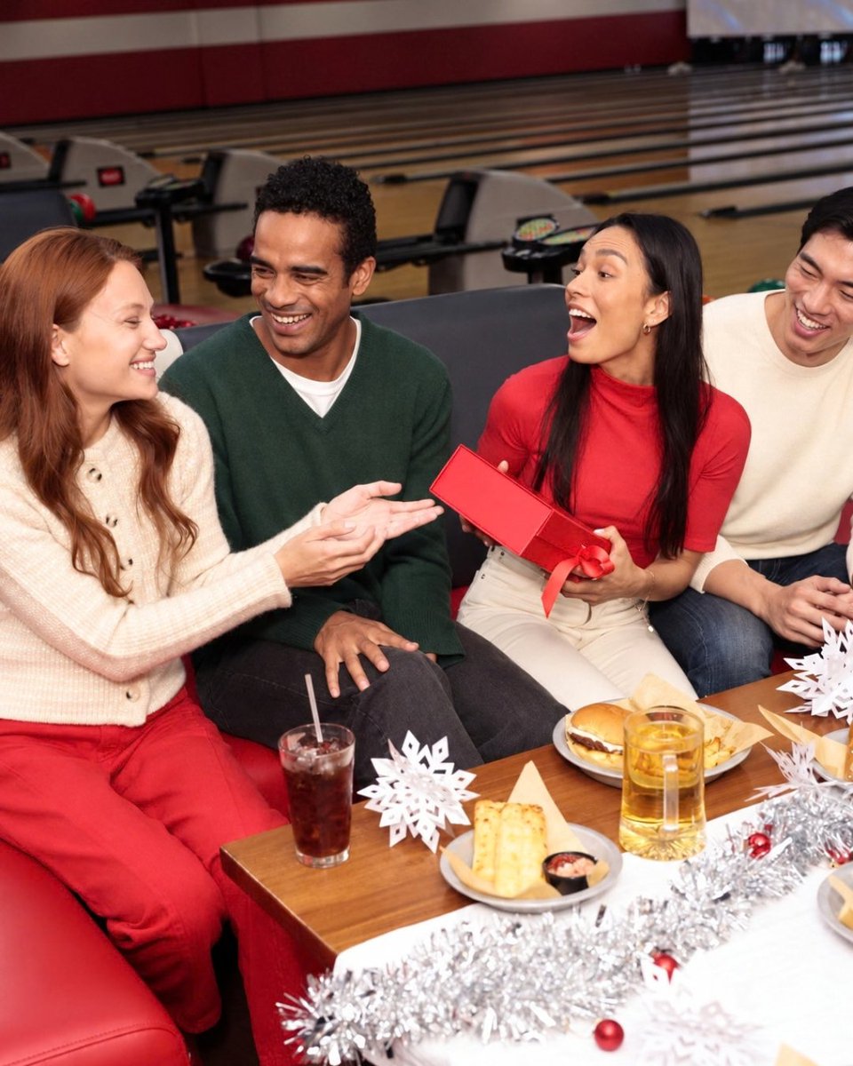 BowlAMF's tweet photo. You’re invited to celebrate the holiday season at AMF. 🎊

It’s never too early to start planning your holiday party, especially when bowling, food, drinks, and fun are all in one place. Book early and use promo code* HOLIDAY15 to save 15%.

Get started at https://t.co/DM4mucv7D5 ✨

*Offer valid through 9/30/26 on holiday packages held 11/2/26 - 1/31/27.