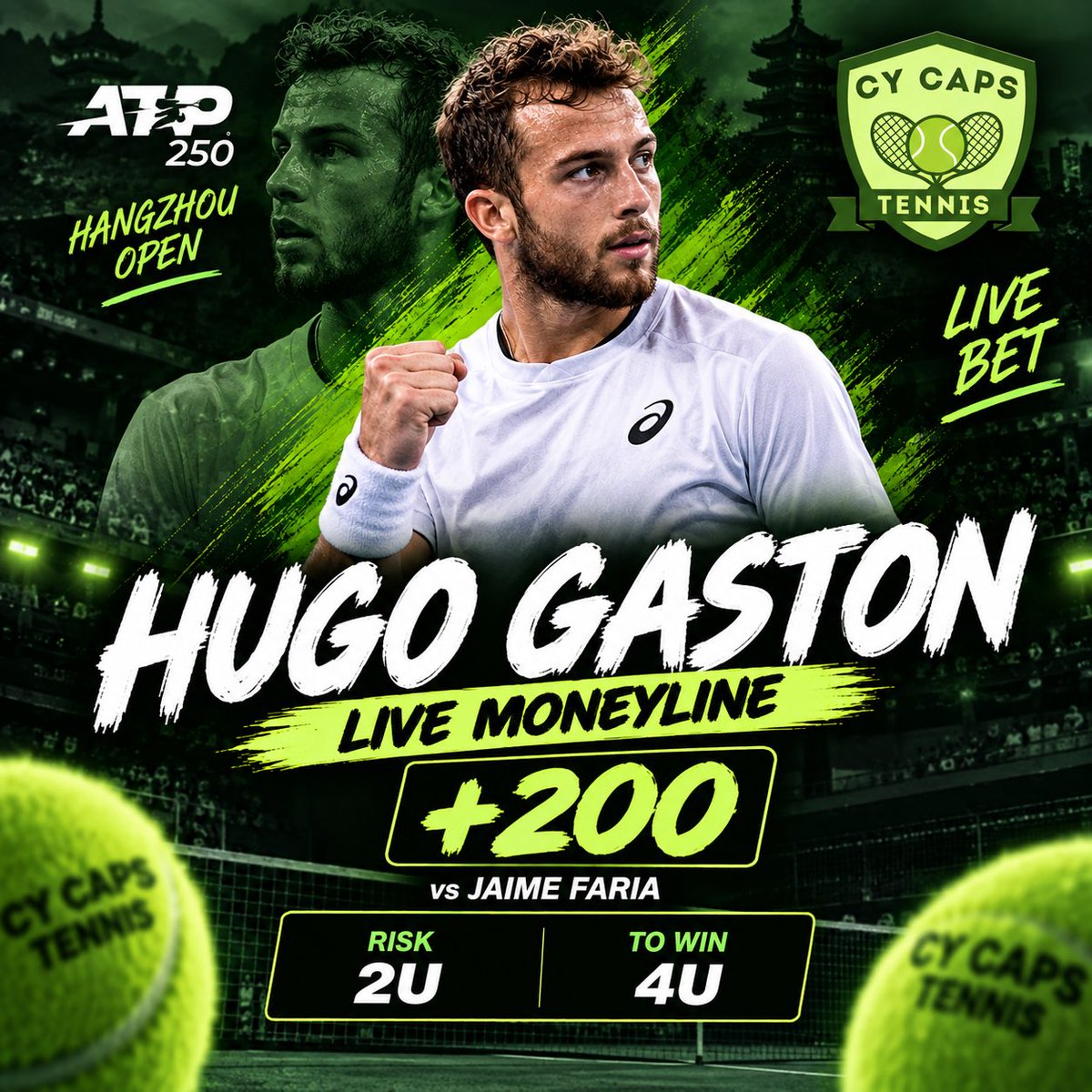CyCapsTennis's tweet photo. Taking a shot on Gaston here! Faria fitness seems to be an issue. The humidity during the Chinese indoor swing is always intense. Best of luck to all who tail!
#GamblingX #TennisX https://t.co/8rTzpSUMRZ https://t.co/8TdTee1kkW
