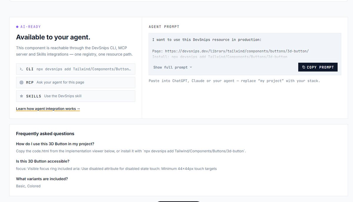 _sarthak_buddy's tweet photo. Today was day 50 of building devsnips .
> Details page for library is fully done now
> I added the AI ready section in the page
> Added the small section in the page for the SEO ranking and the Machine readible
50 days in. Still building.
#day36 #buildinpublic #DevSnips https://t.co/qoGnnrPmFT