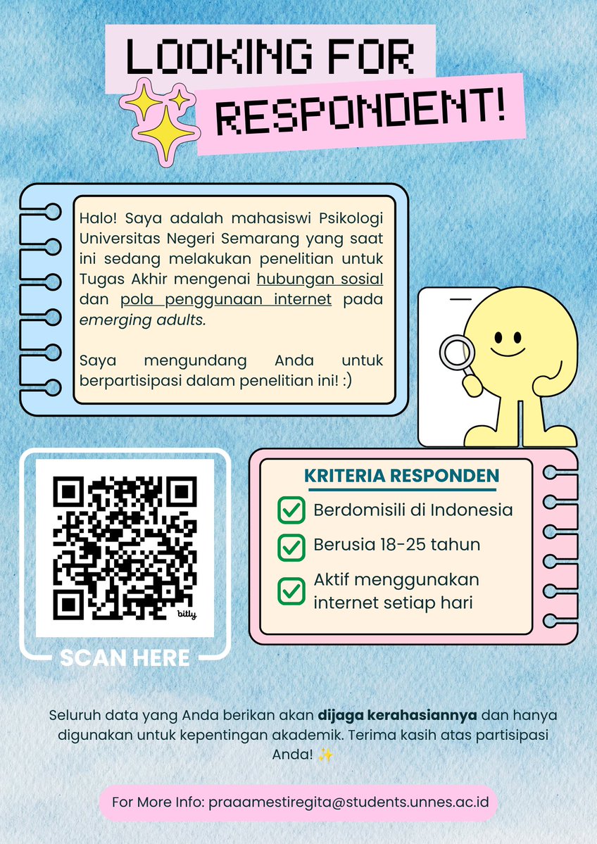 mamabongil's tweet photo. haloo teman-teman 👋🏻 aku lagi butuh banyak responden untuk skripsi ku, kalo ada yang mau barter boleh banget yaa langsung dm aku, thank you so much!🌟

https://t.co/4er9FfT6gG

#kuesioner #barterkuesioner https://t.co/0SG34mQWsz