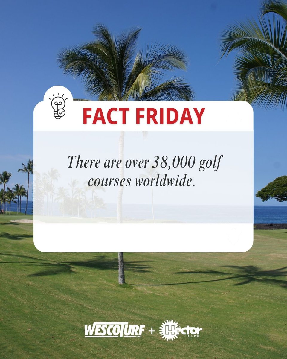 HectorTurf's tweet photo. Fact Friday 📚

A global game with a massive footprint 🌍⛳️

With over 38,000 golf courses worldwide, turf care plays a bigger role than ever in keeping the game thriving.

#toromowers #wescoturf #FactFriday #GolfFacts #TurfCare https://t.co/utG8WleXC0