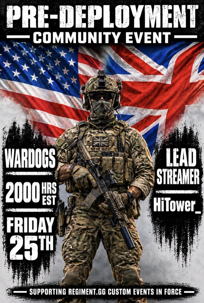 conair4545's tweet photo. @XDDX_HiTower’s Pre-Deployment bringing a squad to @RegimentGG’s custom @WARDOGS  event tonight 8pm EST.

Here to support a great group of people and take part in a superb night of warfare! 🔥🔥

Discord- https://t.co/TiedbWpEgV
Twitch live 8pm EST- https://t.co/I1h6pYTOO8 https://t.co/rsedF7AoyC