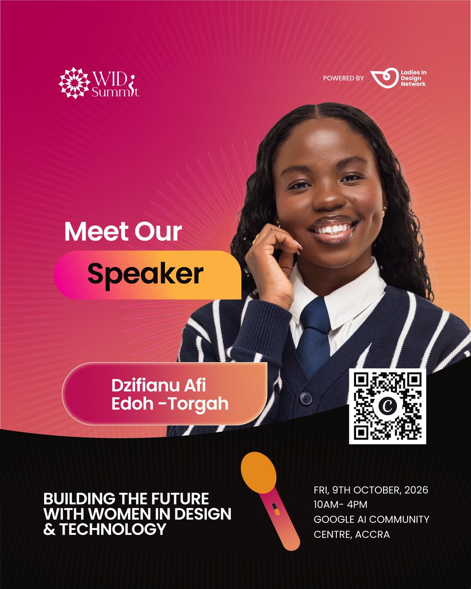 Lidn__'s tweet photo. Weβre excited to have Dzifianu Afi Edoh-Torgah joining us as a Speaker at #WIDS2026!
π Friday, 9th October 2026
β° 10AM β 4PM
π Google AI Community Centre, Accra
#WIDS2026 #WomenInDesignSummit #LadiesInDesignNetwork #WomenInDesign https://t.co/6JTC4QwCMN
