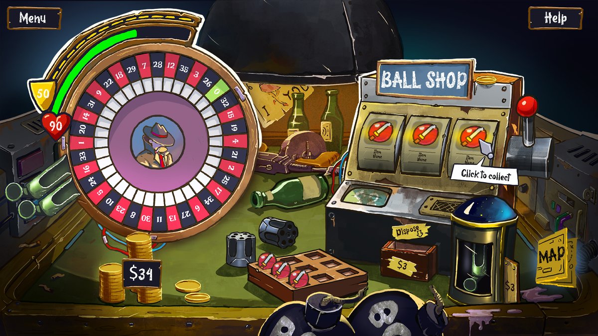 SebGremm's tweet photo. First look at Roguelette’s shop!
@OleksiiChernik (and I) have spent the last few days working on the visuals and putting this concept together. Still a work in progress, with more polish coming over the next few days.
#IndieGames https://t.co/oAMtmDDiJ1