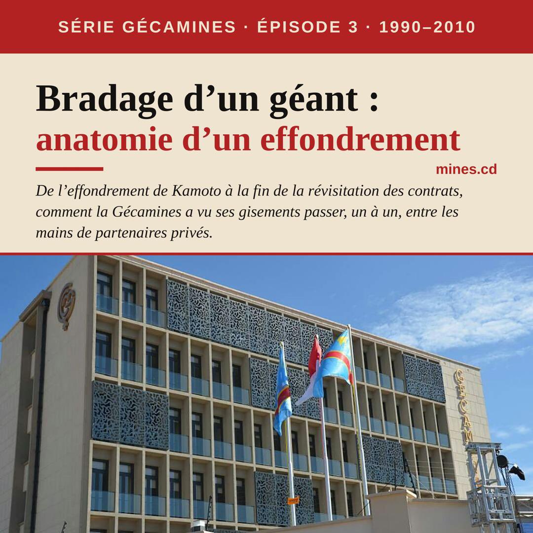 MINES_CD's tweet photo. Épisode 3 – Bradage d’un géant : anatomie d’un effondrement 

De l’effondrement de Kamoto à la fin de la révisitation des contrats, comment la Gécamines a vu ses gisements passer, un à un, entre les mains de partenaires privés.
À lire ici ▶️ https://t.co/P3yCUtr3kt https://t.co/w1DAKUzele