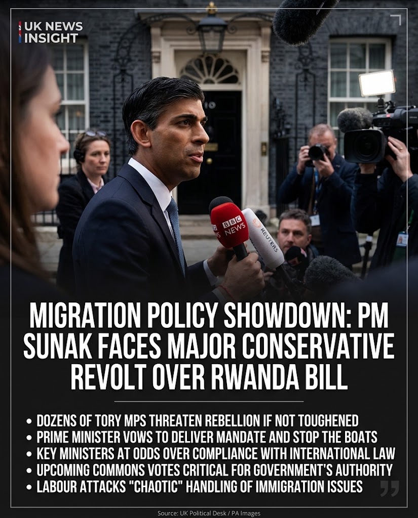 JamesFletcav's tweet photo. Big test for No. 10 as internal party debates reach a boiling point over the latest migration policy proposals. With key votes on the horizon, the pressure is on to find a middle ground that keeps the party together. #UKPolitics #Westminster https://t.co/jxHj7ieZjT