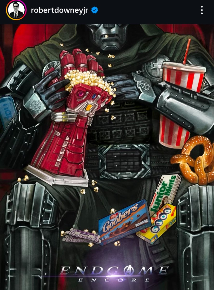 abenhiyarrr's tweet photo. Robert Downey Jr. is celebrating the ‘AVENGERS: ENDGAME’ re-release with some new Doctor Doom artwork on Instagram 

“Very Well. Doom shall attend, but there will be no sharing of snacks.” https://t.co/Xp1Nxfpa7K