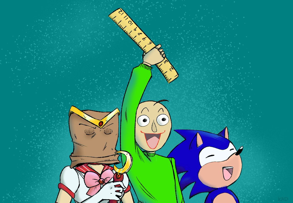 fierybulblax's tweet photo. Triple SMART, GET EDUCATED!
(Sailor Scout Trainee, Baldi Baldimore, Professor Sonic)
Thanks to @sentrywyrm for drawing the edutainmental three!
#BaldisBasics #BBIEAL #SonicsSchoolhouse #The3DAdventuresOfSailorMoon #3DASM #NotMyArt #CommissionedByMe https://t.co/bLb7uKZbCT
