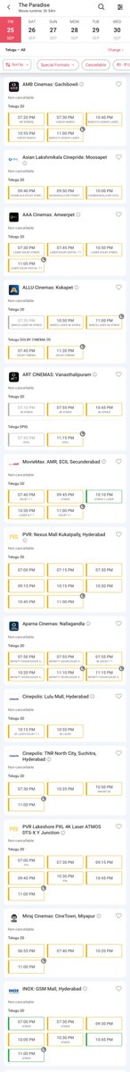 DhonifiedRebel's tweet photo. #TheParadise Hyderabad 
Post 7.30PM shows : 1.92cr plus with around 71% occupancy
Excellent hold 💥 https://t.co/ZHJZVqQ3bL