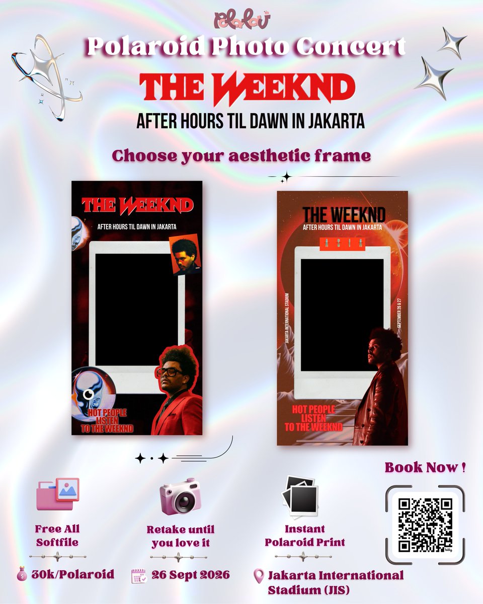 erzeev_'s tweet photo. Guys aku sama temenku open jasa foto polaroid buat konser The Weeknd besok sabtu yaa 🤩
Untuk booking slotnya bisa dm aku atau langsung isi di form ini ya: https://t.co/06EpJCtaru

#jasafotopolaroid
#jasafotopolaroidkonser
#TheWeeknd #TheWeekndinJakarta
#AfterHoursTilDawn https://t.co/8UGYkVAgIT