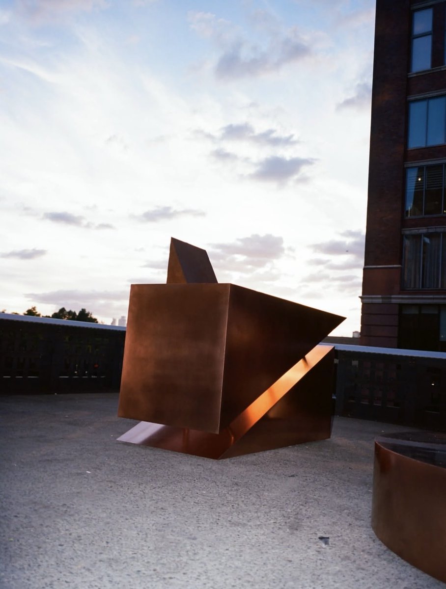 solangehourly's tweet photo. “she who looks to the light, no man can shadow” (2026) by Solange Knowles 

copper, plywood, stainless steel https://t.co/4G1bILZovT