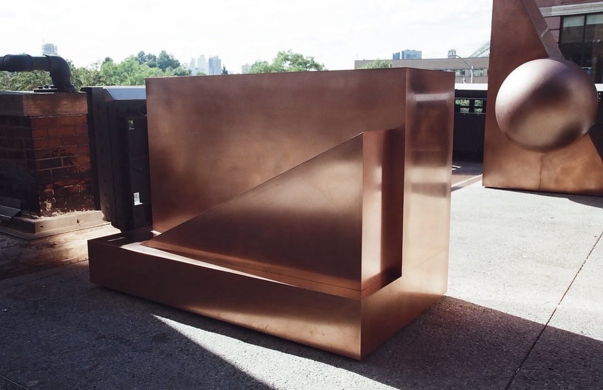 solangehourly's tweet photo. “she who looks to the light, no man can shadow” (2026) by Solange Knowles 

copper, plywood, stainless steel https://t.co/4G1bILZovT