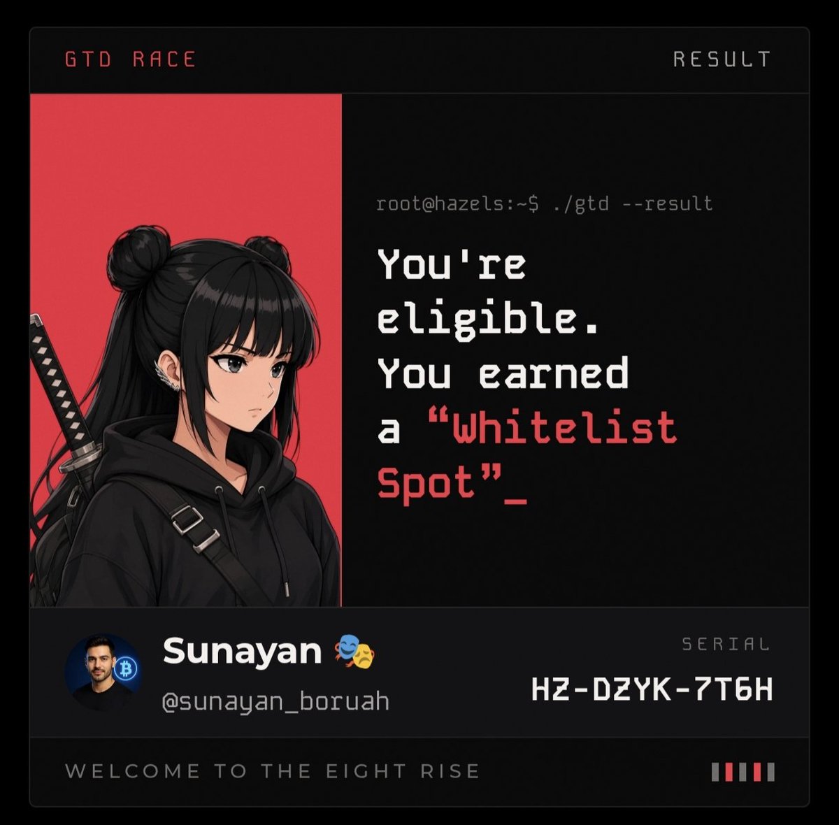 sunayan_boruah's tweet photo. I earned a "Whitelist Spot" in GTD Race.

 @0xhazels #wearehazels

Check your wallet if eligible !

https://t.co/G4wXUHS17D https://t.co/O9sOdUQRgo