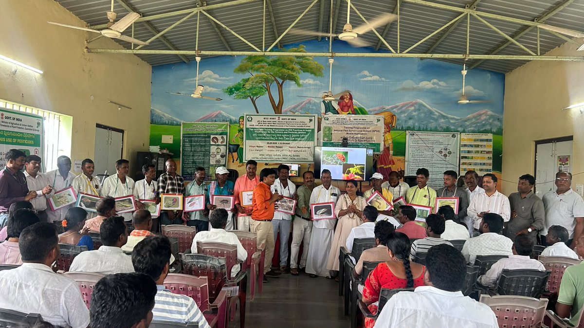 CIPMCHyd's tweet photo. The programme was organized with the objective of creating awareness and strengthening the technical knowledge of farmers, pesticide dealers and State Agriculture Department officials on scientific and eco-friendly approaches to pest management in major Kharif crops. https://t.co/tSMfkjM8Qs