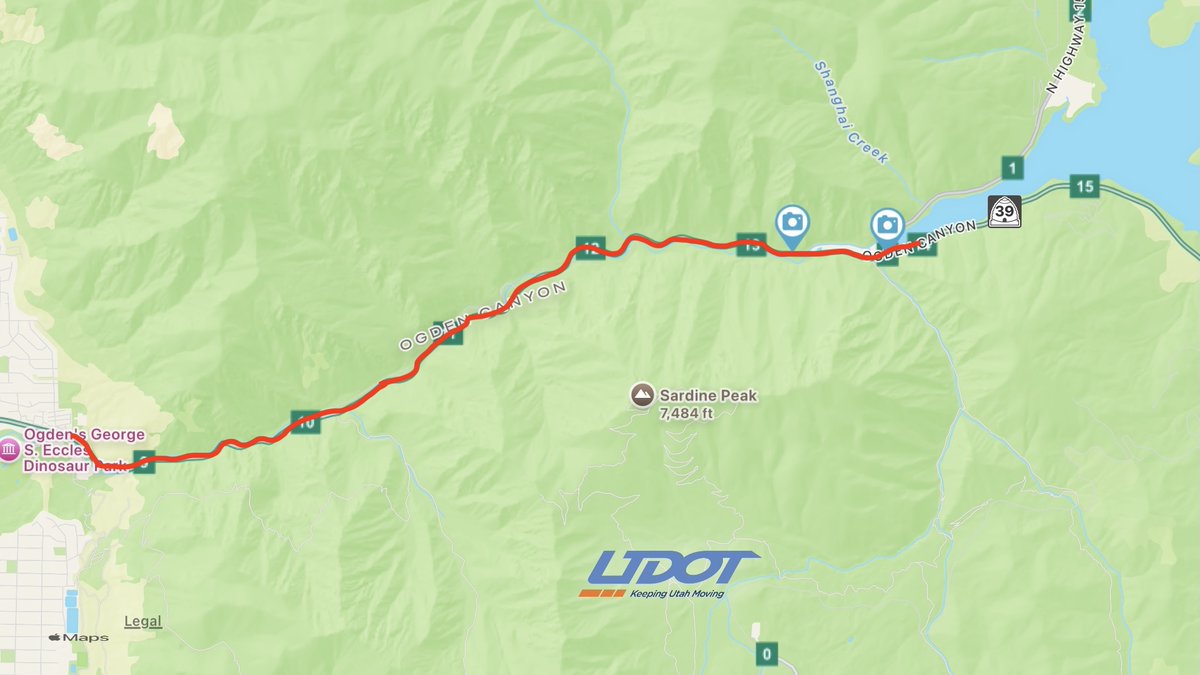 UDOTRegionOne's tweet photo. ROAD CLOSURE ALERT
We’re planning to close all travel in both directions on SR-39 through Ogden Canyon on Sunday, Sept. 27 from 7AM to 3PM so crews can safely execute annual maintenance.

Travelers are urged to travel before the closures or follow a detour via I-84 and SR-167. https://t.co/peZ1zejT6N