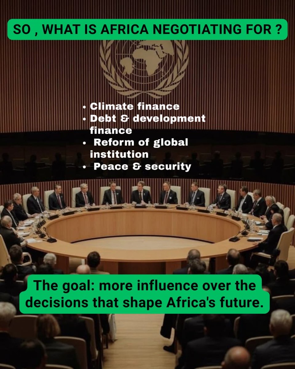 sayagayouth's tweet photo. Africa is at UNGA — but what are we negotiating for? 

Beyond speeches &amp; handshakes: climate finance, debt, peace, development &amp; representation. Decisions here shape Africa's future. Why youth must care.

Swipe to learn more➡️

#UNGA81 #AfricaAtUNGA #youth4multilateralism https://t.co/Z1bBQbVHMw