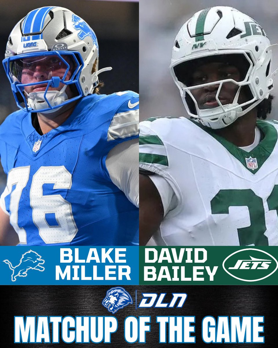 DLNPodcast's tweet photo. Detroit should have the advantage when running directly at Bailey. The concern comes on obvious passing downs, where Bailey’s speed and inside counter could test Miller’s recovering knee.

Miller doesn’t have to completely shut Bailey out. He must prevent the one or two game-changing losses that could produce a sack, turnover or stalled drive.

#OnePride