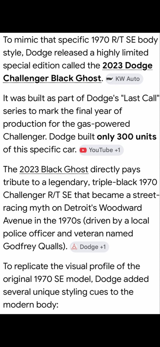 Matthewthebook's tweet photo. @JustTheTweets17 The one in the lower photo is the 2023 model. “Last call” the 2023 Dodge Challenger Black Ghost. The extended roof and flat back are mimicking the 1970 challenger. https://t.co/zB8mPAFgx4