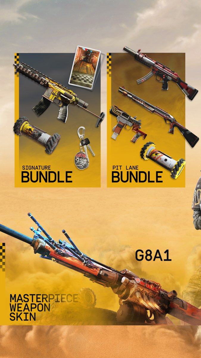 Rainbow6Game's tweet photo. 🏁 Built for the fast lane.
Take a look at the Wasteland Circuit collection! https://t.co/Zi0rToa7LU
