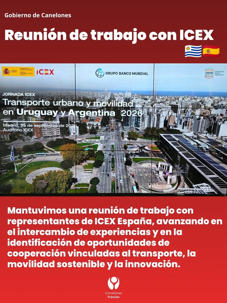 transitocanel's tweet photo. Reunión de trabajo con ICEX 🇺🇾🇪🇸

Mantuvimos una reunión de trabajo con representantes de ICEX España, avanzando en el intercambio de experiencias y en la identificación de oportunidades de cooperación vinculadas al transporte, la movilidad sostenible y la innovación. https://t.co/THjIlJWAV7