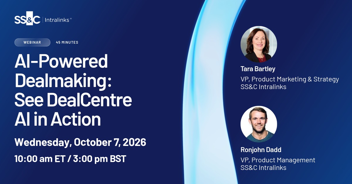Intralinks's tweet photo. Deal teams need speed without more complexity.

Join us on Oct. 7 for a live DealCentre AI™ demo and see how Link can help teams summarize documents, surface insights faster &amp; keep work moving across the deal lifecycle.  

Save your spot: https://t.co/KD21phWZ3X https://t.co/hysKu5TSYM