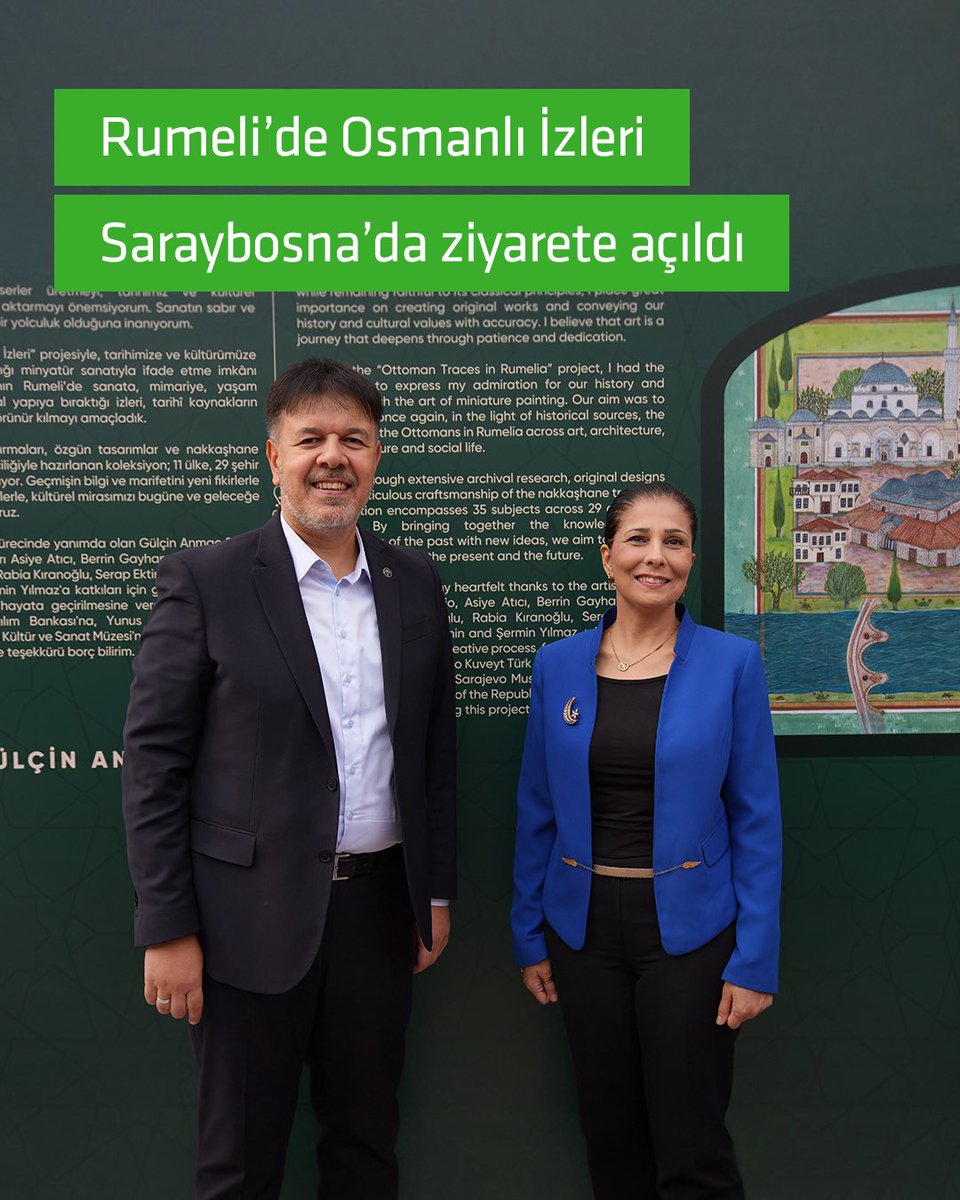 kuveytturk's tweet photo. Yüzyılların izleri, Saraybosna’da sanatla buluşuyor. 🖼️🏛️

“Rumeli’de Osmanlı İzleri” sergimizin Saraybosna’daki açılışını, Genel Müdür Yardımcımız Semih Sel’in katılımıyla gerçekleştirdik. Minyatür sanatçısı Gülçin Anmaç’ın 11 ülke, 29 şehirden 35 eseri bir araya getirdiği sergide, Rumeli coğrafyasındaki Osmanlı mirası minyatür sanatının incelikli diliyle yeniden hayat buluyor.

Açılışımıza katılan T.C. Saraybosna Büyükelçisi Emin Akseki’ye, Yunus Emre Enstitüsü Saraybosna Koordinatörü Mehmet Akif Yaman'a ve Gazi Hüsrev Bey Külliyesi İslam Kültür ve Sanat Müzesi Müze Direktörü Amir Šakić'e teşekkür ederiz.

Sergimizi 30 Eylül’e kadar Gazi Hüsrev Bey Külliyesi İslam Kültür ve Sanat Müzesi'nde ziyaret edebilirsiniz.

#KuveytTürk #RumelideOsmanlıİzleri