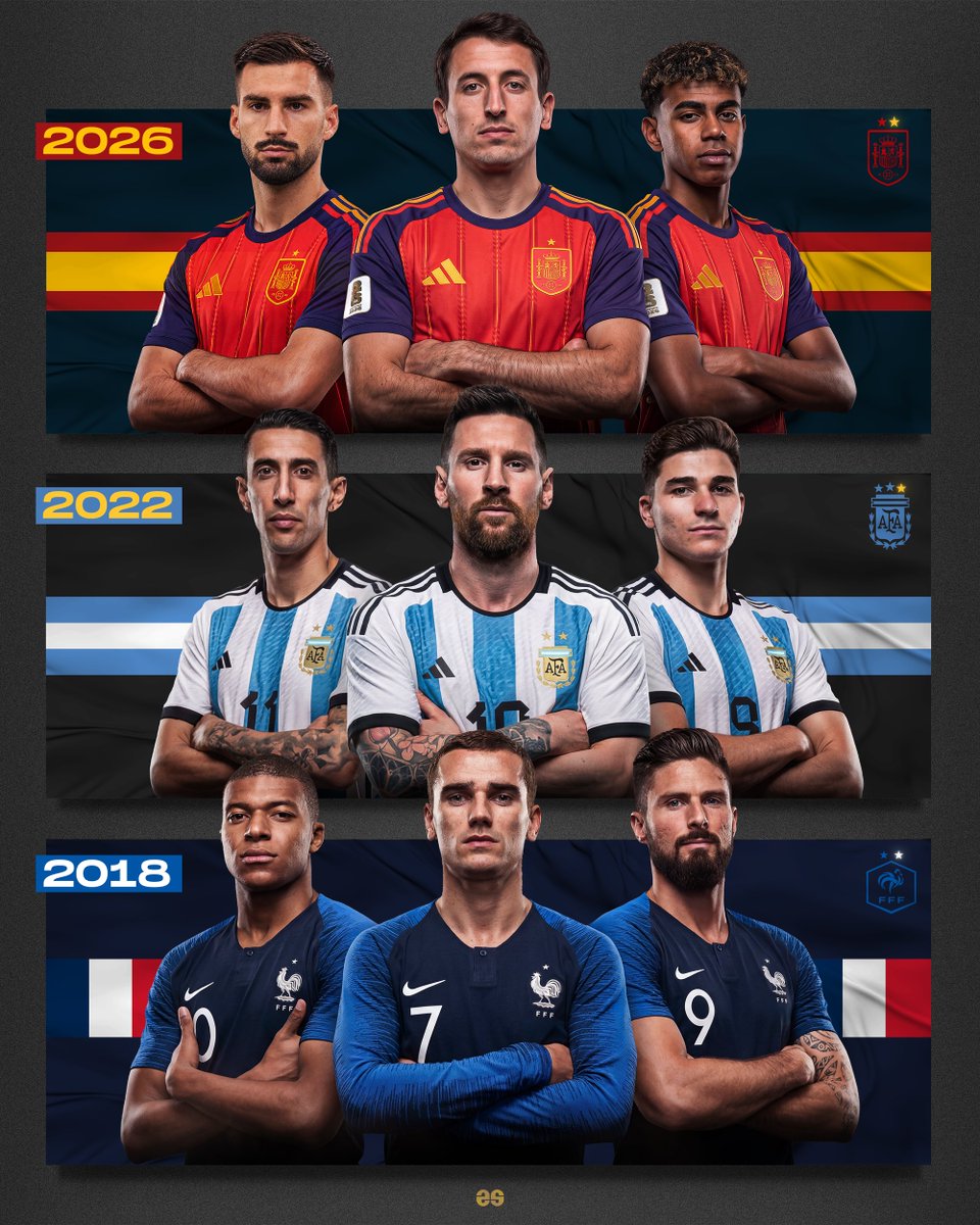 EmilioSansolini's tweet photo. The last World Cup winners’ trios. 🏆 Which one would you pick? https://t.co/P0sG0dYg5l