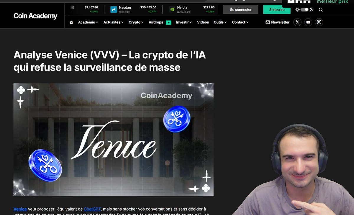Capetlevrai's tweet photo. 🔴 LIVE CRYPTO : Analyse Fonda de Venice ($VVV) – Le combo Crypto x IA qui refuse la surveillance de masse

https://t.co/yGiQnfxgJ2 https://t.co/sHbwvNvj0v